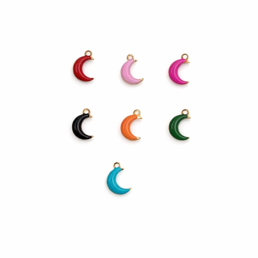 Enamel Moon Charm | Gold | Stainless Steel